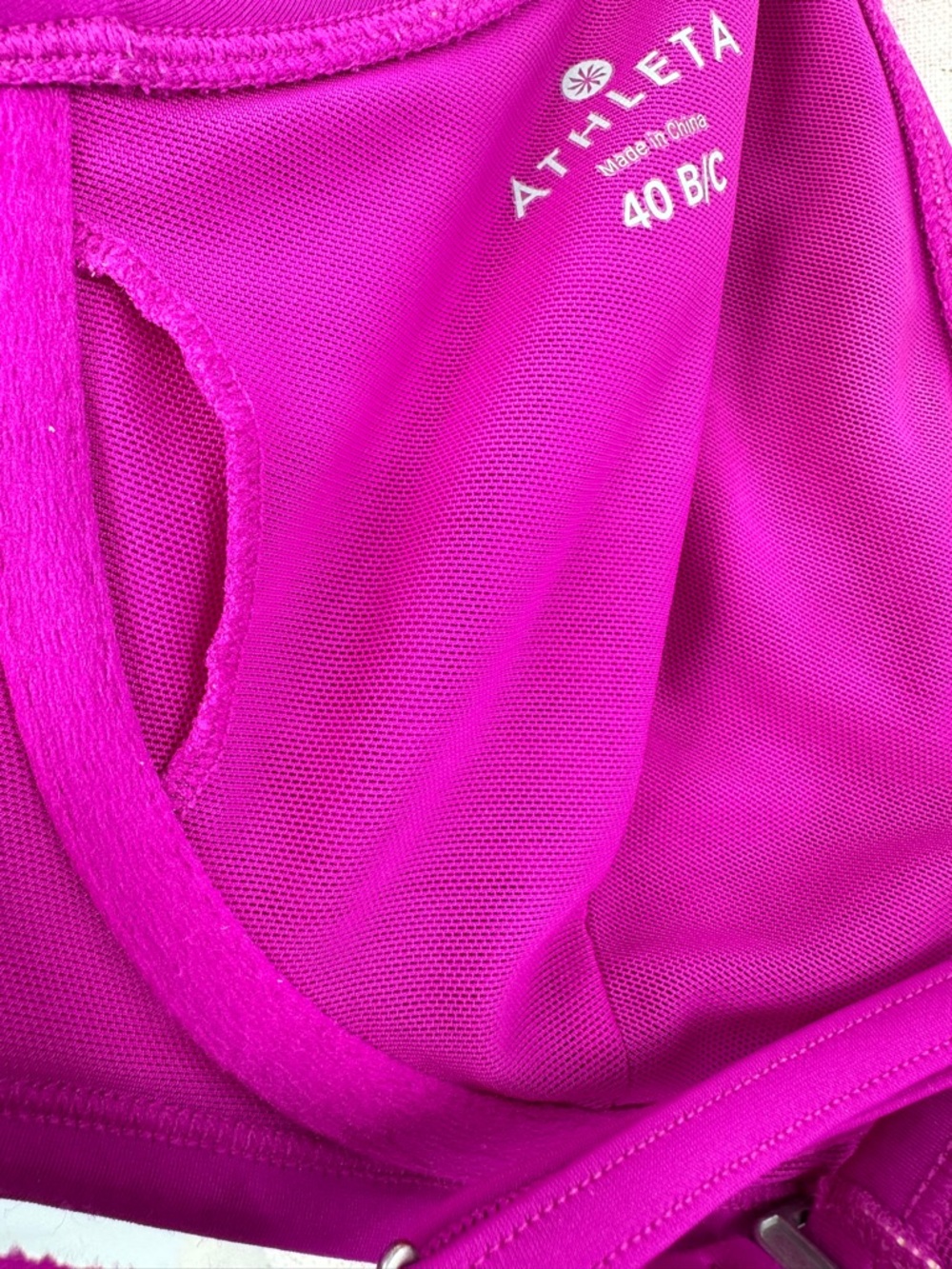 Athleta 40B/C Smocked PINK Bikini Top 153151 Solid Swim - Picture 10 of 10